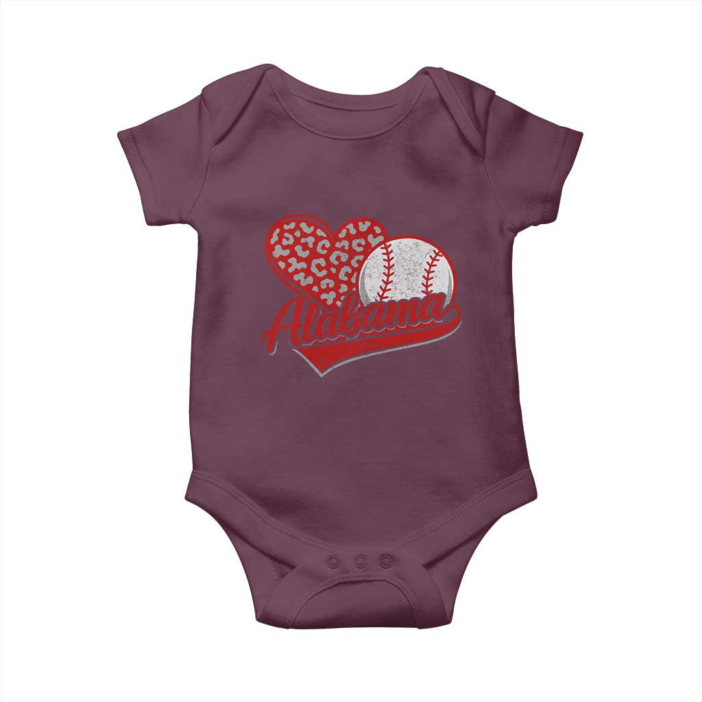 Alabama Fan Baby Onesie AL Baseball Heart Graphic Sports Style 80s 90s TS10 Maroon Print Your Wear