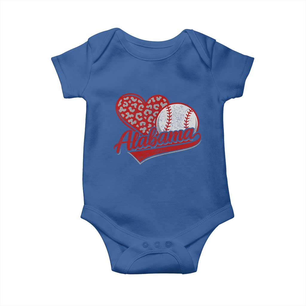Alabama Fan Baby Onesie AL Baseball Heart Graphic Sports Style 80s 90s TS10 Royal Blue Print Your Wear