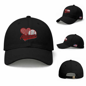 Alabama Fan Baseball Cap AL Baseball Heart Graphic Sports Style 80s 90s