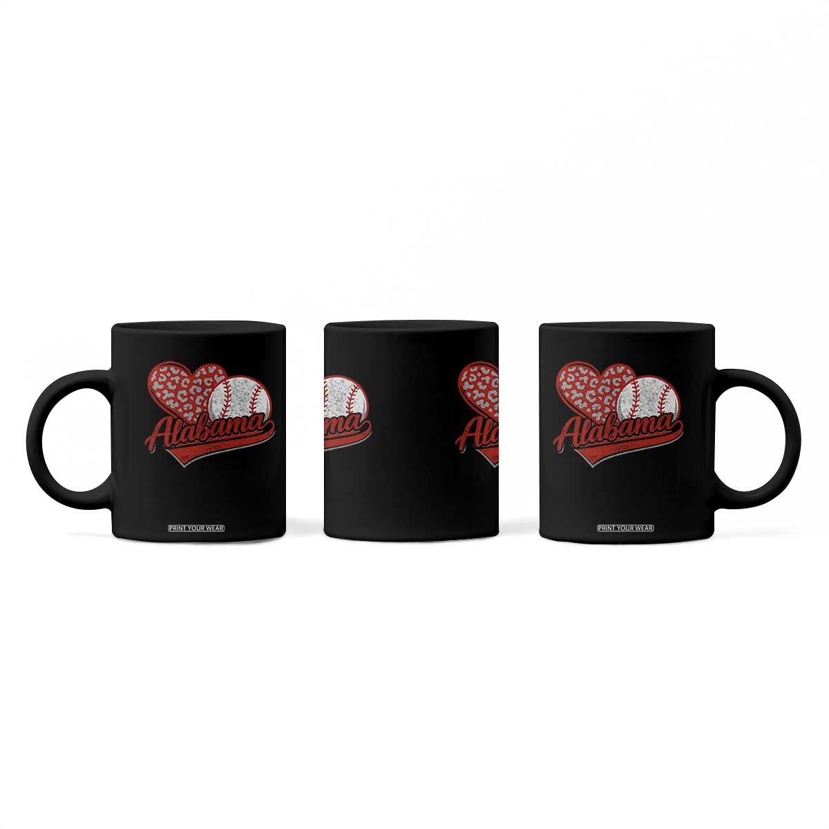 Alabama Fan Coffee Mug AL Baseball Heart Graphic Sports Style 80s 90s TS10 Print Your Wear