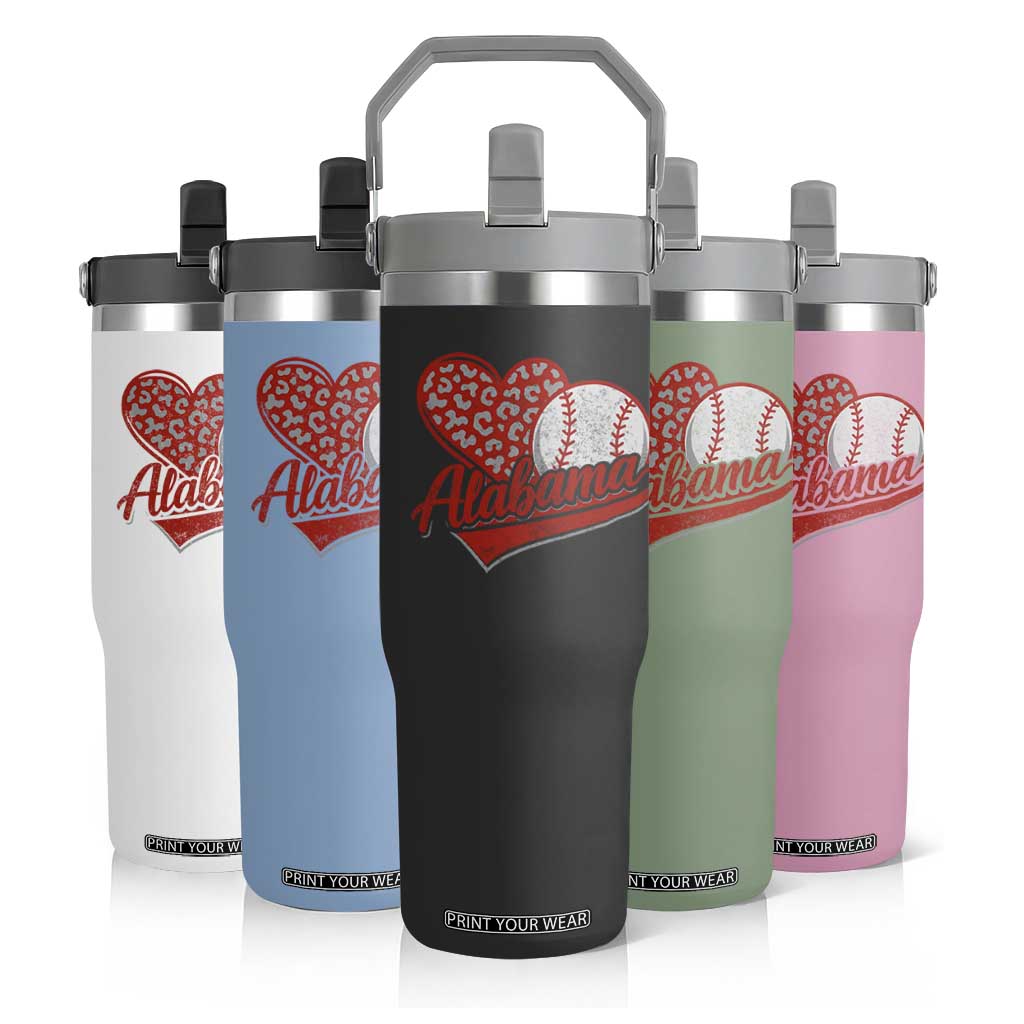 Alabama Fan Flip Straw Tumbler AL Baseball Heart Graphic Sports Style 80s 90s TS10 Print Your Wear