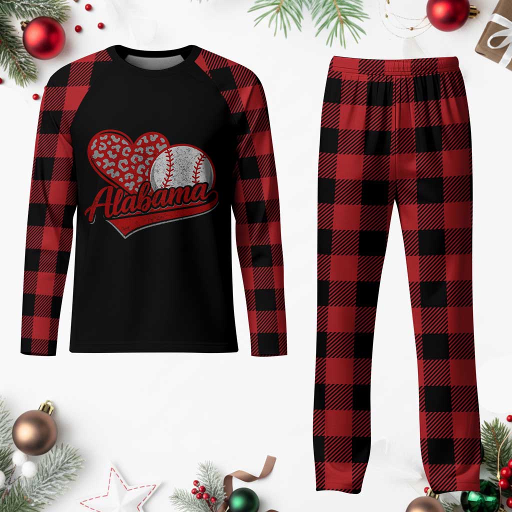 Alabama Fan Plaid Pajama Set AL Baseball Heart Graphic Sports Style 80s 90s TS10 Buffalo Plaid Print Your Wear