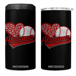 Alabama Fan 4 in 1 Can Cooler Tumbler AL Baseball Heart Graphic Sports Style 80s 90s TS10 One Size: 16 oz Black Print Your Wear