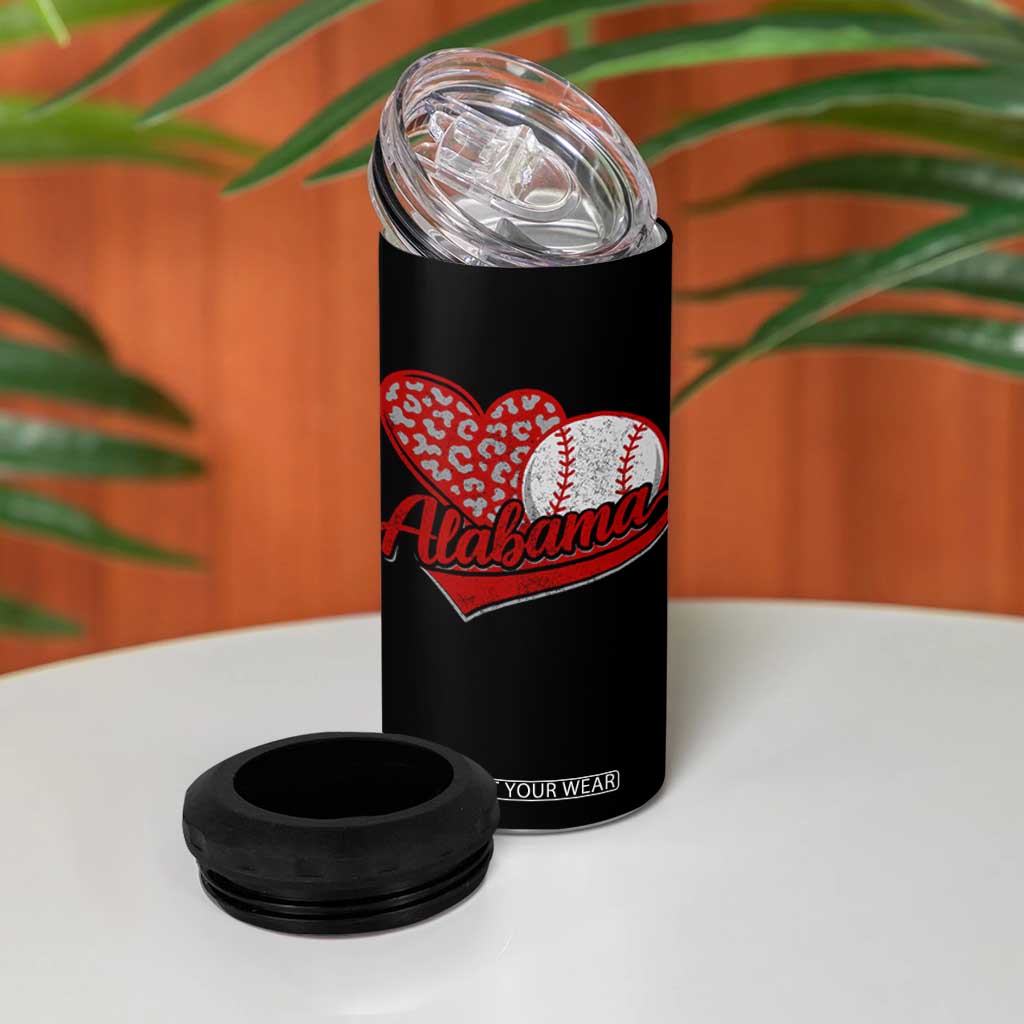 Alabama Fan 4 in 1 Can Cooler Tumbler AL Baseball Heart Graphic Sports Style 80s 90s TS10 Print Your Wear