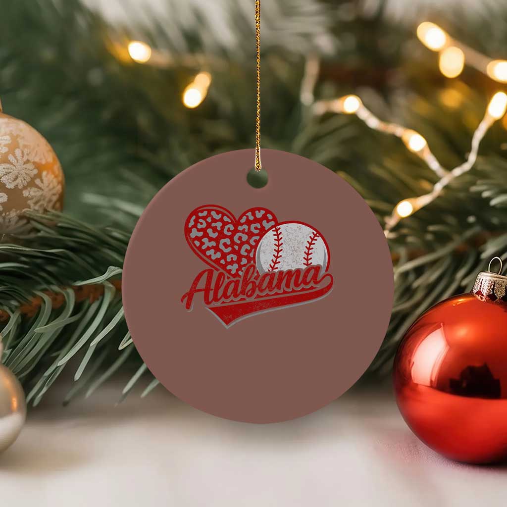 Alabama Fan Ceramic Ornament AL Baseball Heart Graphic Sports Style 80s 90s TS10 1pc Mocha Print Your Wear