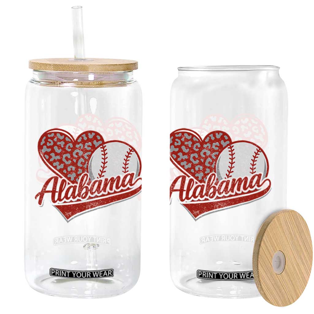Alabama Fan Glass Can AL Baseball Heart Graphic Sports Style 80s 90s TS10 Print Your Wear