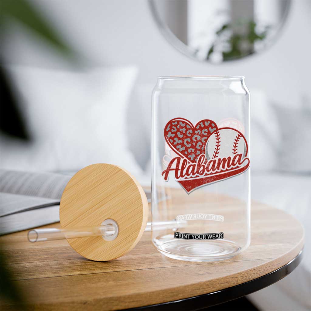 Alabama Fan Glass Can AL Baseball Heart Graphic Sports Style 80s 90s TS10 Print Your Wear
