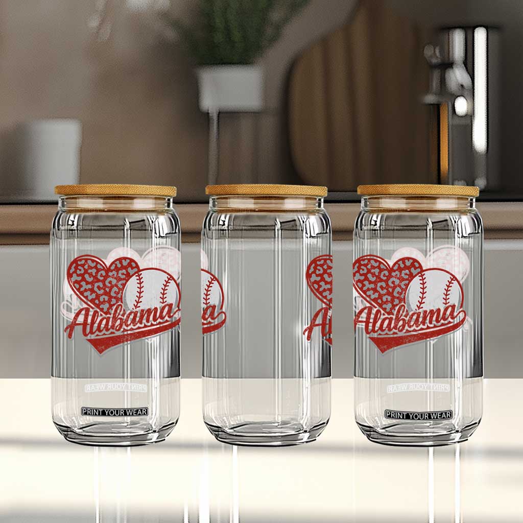 Alabama Fan Glass Can AL Baseball Heart Graphic Sports Style 80s 90s TS10 Print Your Wear