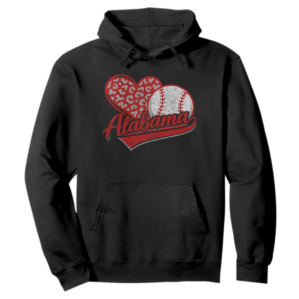 Alabama Fan Hoodie AL Baseball Heart Graphic Sports Style 80s 90s TS10 Black Print Your Wear