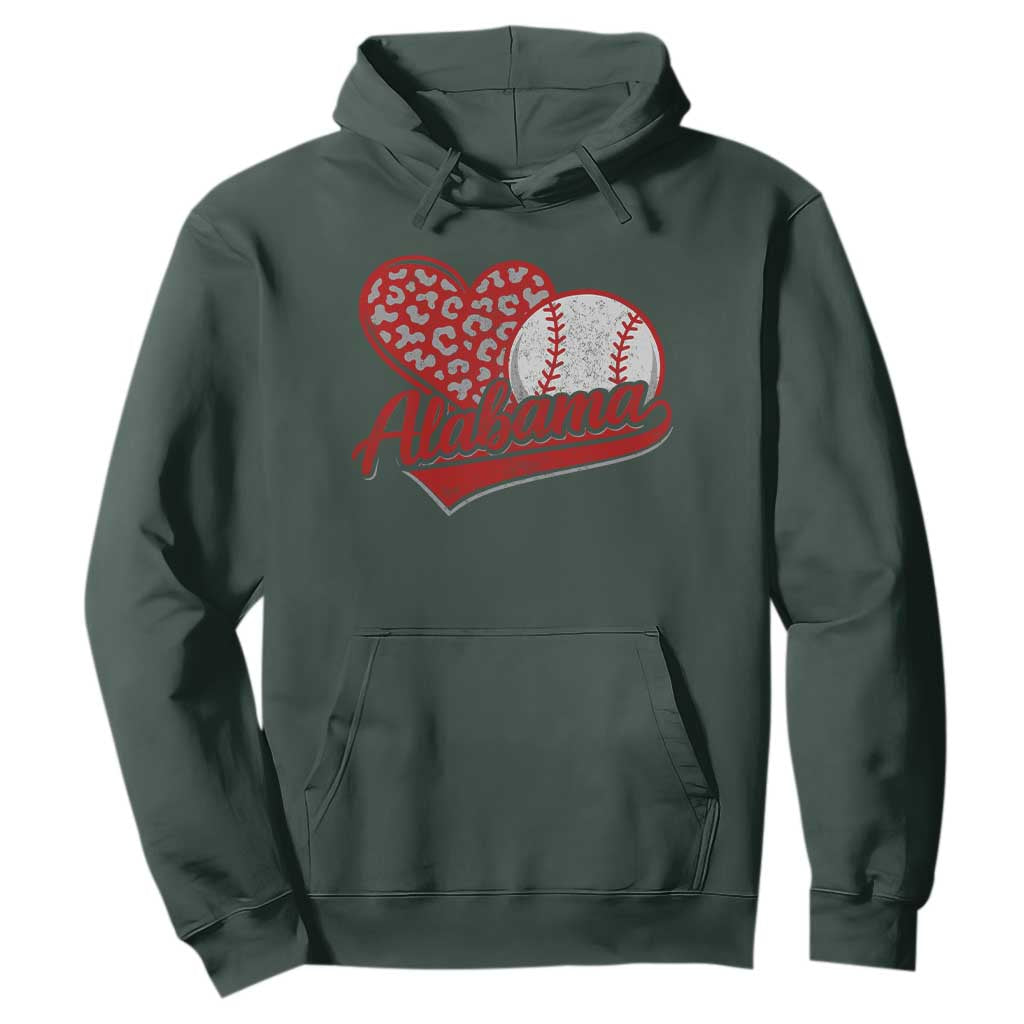 Alabama Fan Hoodie AL Baseball Heart Graphic Sports Style 80s 90s TS10 Dark Forest Green Print Your Wear