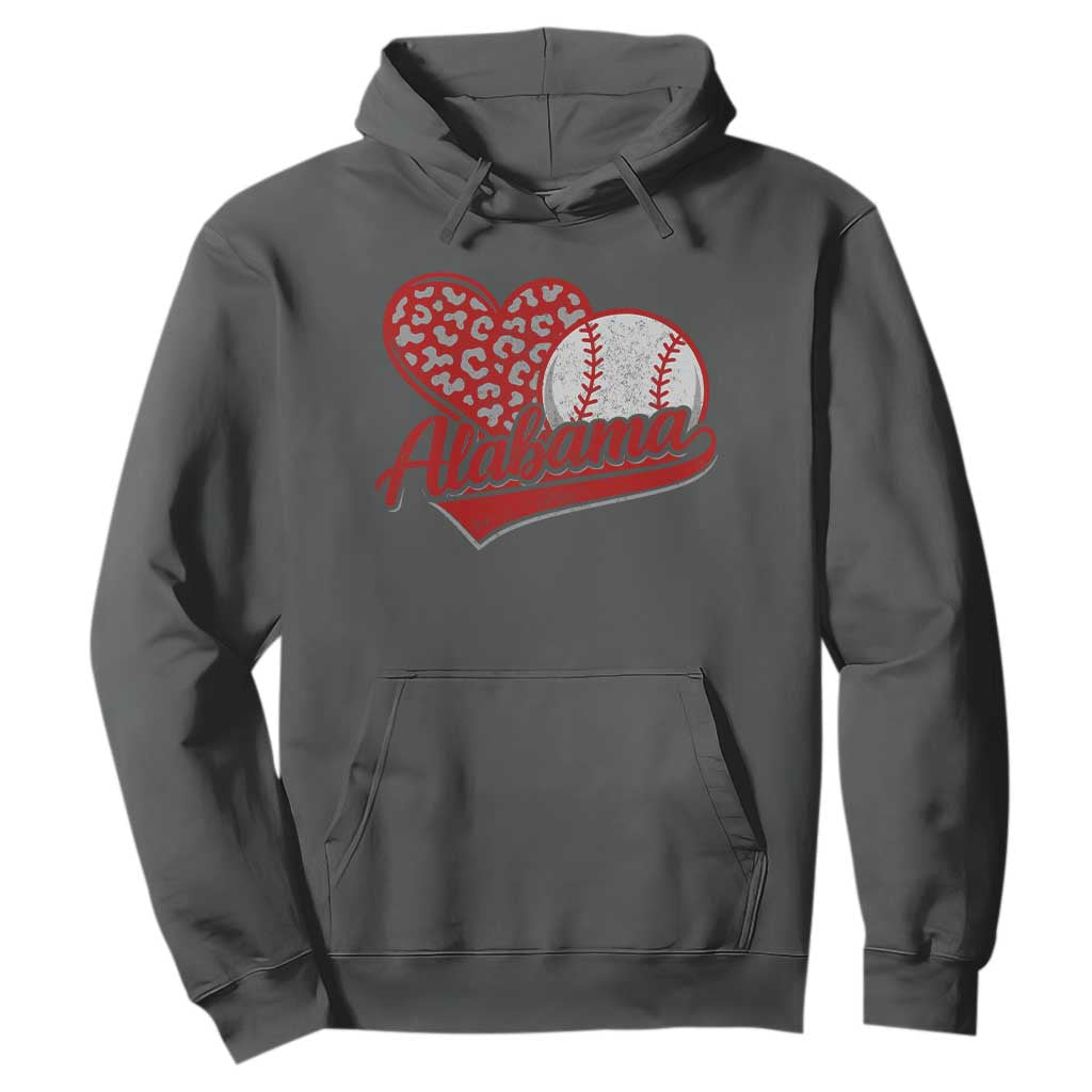 Alabama Fan Hoodie AL Baseball Heart Graphic Sports Style 80s 90s TS10 Dark Heather Print Your Wear