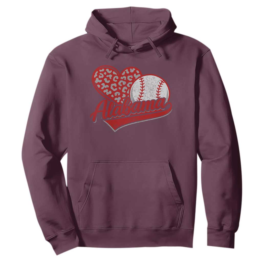 Alabama Fan Hoodie AL Baseball Heart Graphic Sports Style 80s 90s TS10 Maroon Print Your Wear