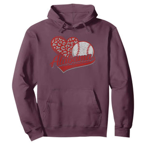 Alabama Fan Hoodie AL Baseball Heart Graphic Sports Style 80s 90s TS10 Maroon Print Your Wear