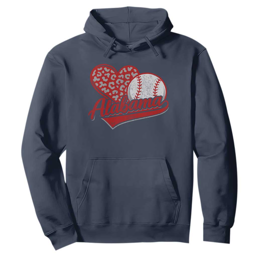 Alabama Fan Hoodie AL Baseball Heart Graphic Sports Style 80s 90s TS10 Navy Print Your Wear