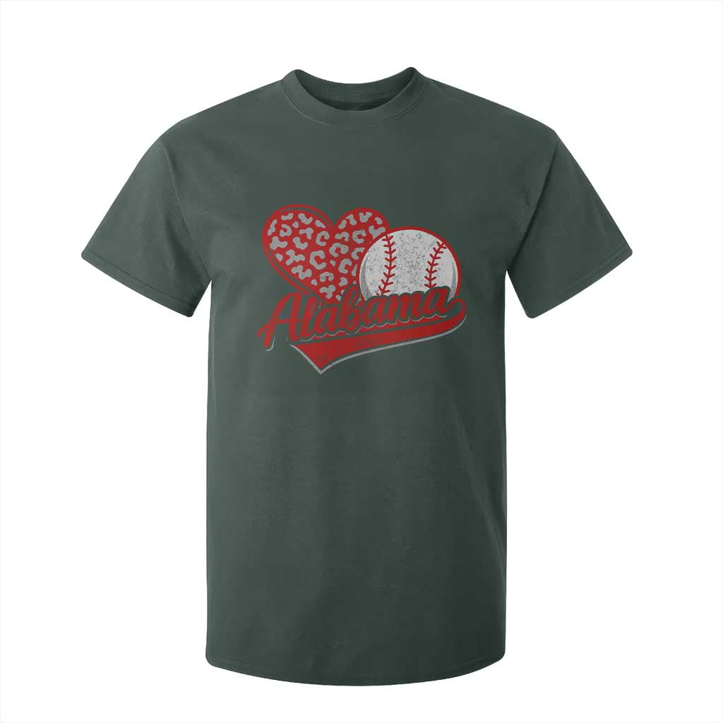 Alabama Fan T Shirt For Kid AL Baseball Heart Graphic Sports Style 80s 90s TS10 Dark Forest Green Print Your Wear