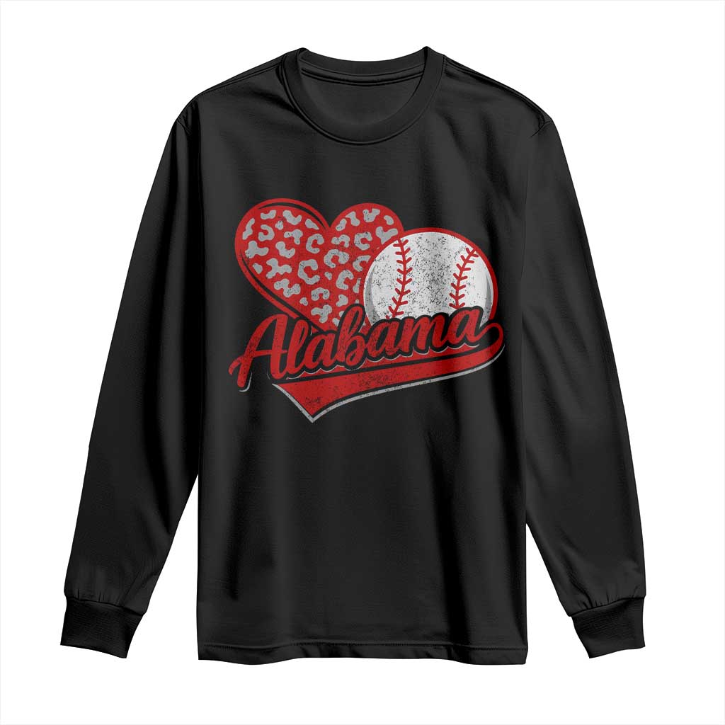 Alabama Fan Long Sleeve Shirt AL Baseball Heart Graphic Sports Style 80s 90s TS10 Black Print Your Wear