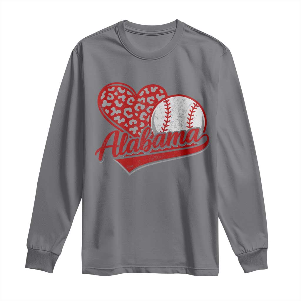 Alabama Fan Long Sleeve Shirt AL Baseball Heart Graphic Sports Style 80s 90s TS10 Charcoal Print Your Wear