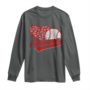 Alabama Fan Long Sleeve Shirt AL Baseball Heart Graphic Sports Style 80s 90s TS10 Dark Heather Print Your Wear