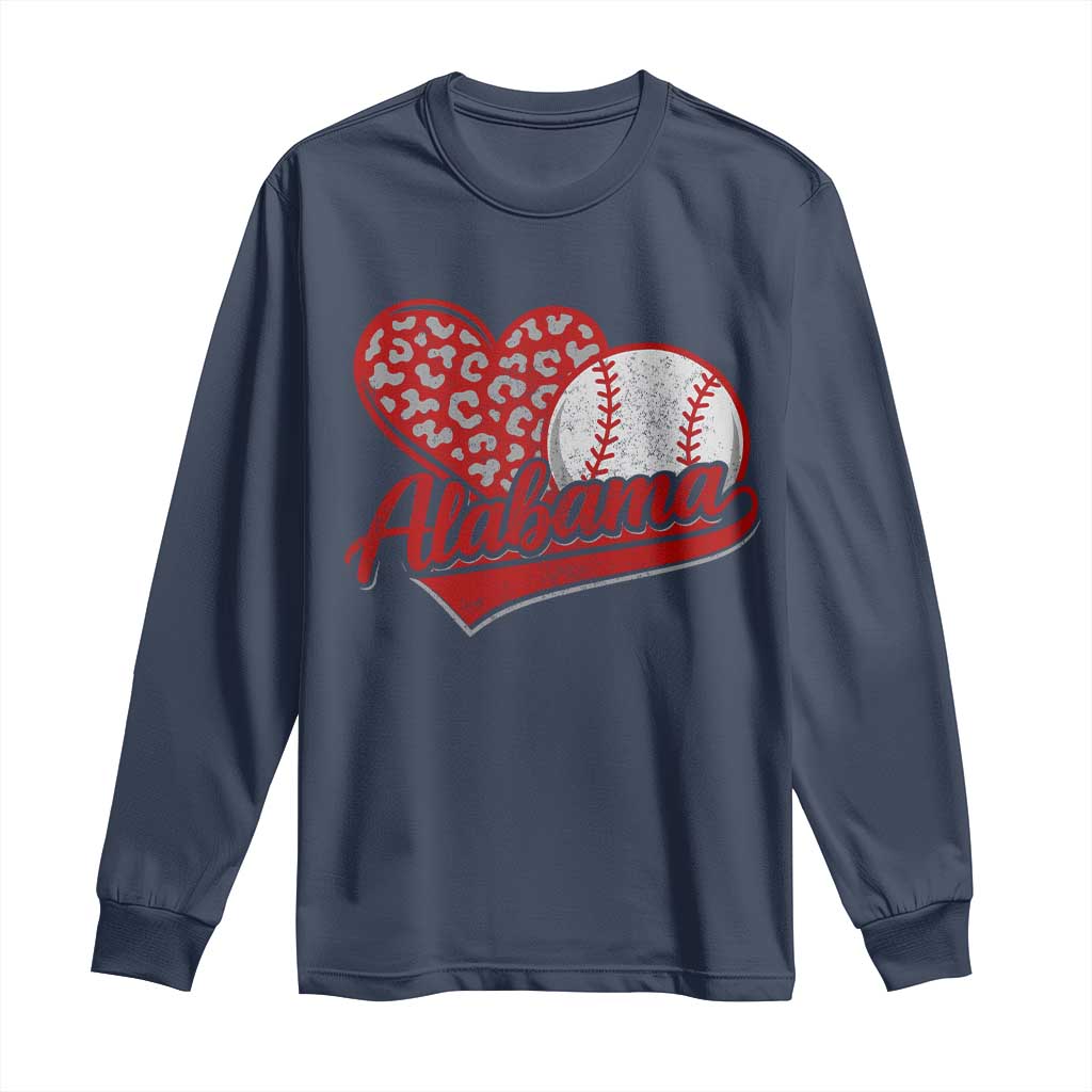Alabama Fan Long Sleeve Shirt AL Baseball Heart Graphic Sports Style 80s 90s TS10 Navy Print Your Wear