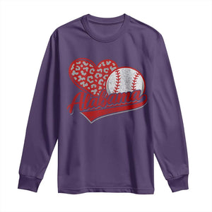 Alabama Fan Long Sleeve Shirt AL Baseball Heart Graphic Sports Style 80s 90s TS10 Purple Print Your Wear