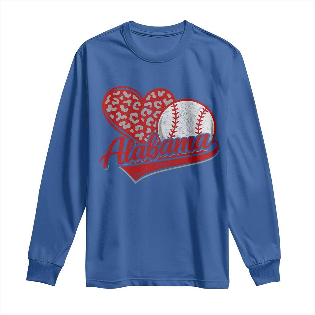 Alabama Fan Long Sleeve Shirt AL Baseball Heart Graphic Sports Style 80s 90s TS10 Royal Blue Print Your Wear