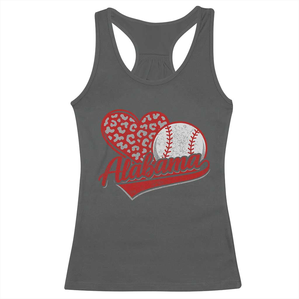 Alabama Fan Racerback Tank Top AL Baseball Heart Graphic Sports Style 80s 90s TS10 Dark Heather Print Your Wear