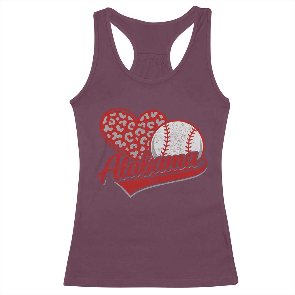 Alabama Fan Racerback Tank Top AL Baseball Heart Graphic Sports Style 80s 90s TS10 Maroon Print Your Wear
