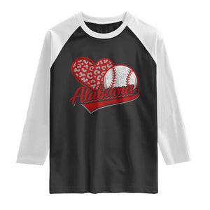 Alabama Fan Raglan Shirt AL Baseball Heart Graphic Sports Style 80s 90s TS10 Black White Print Your Wear