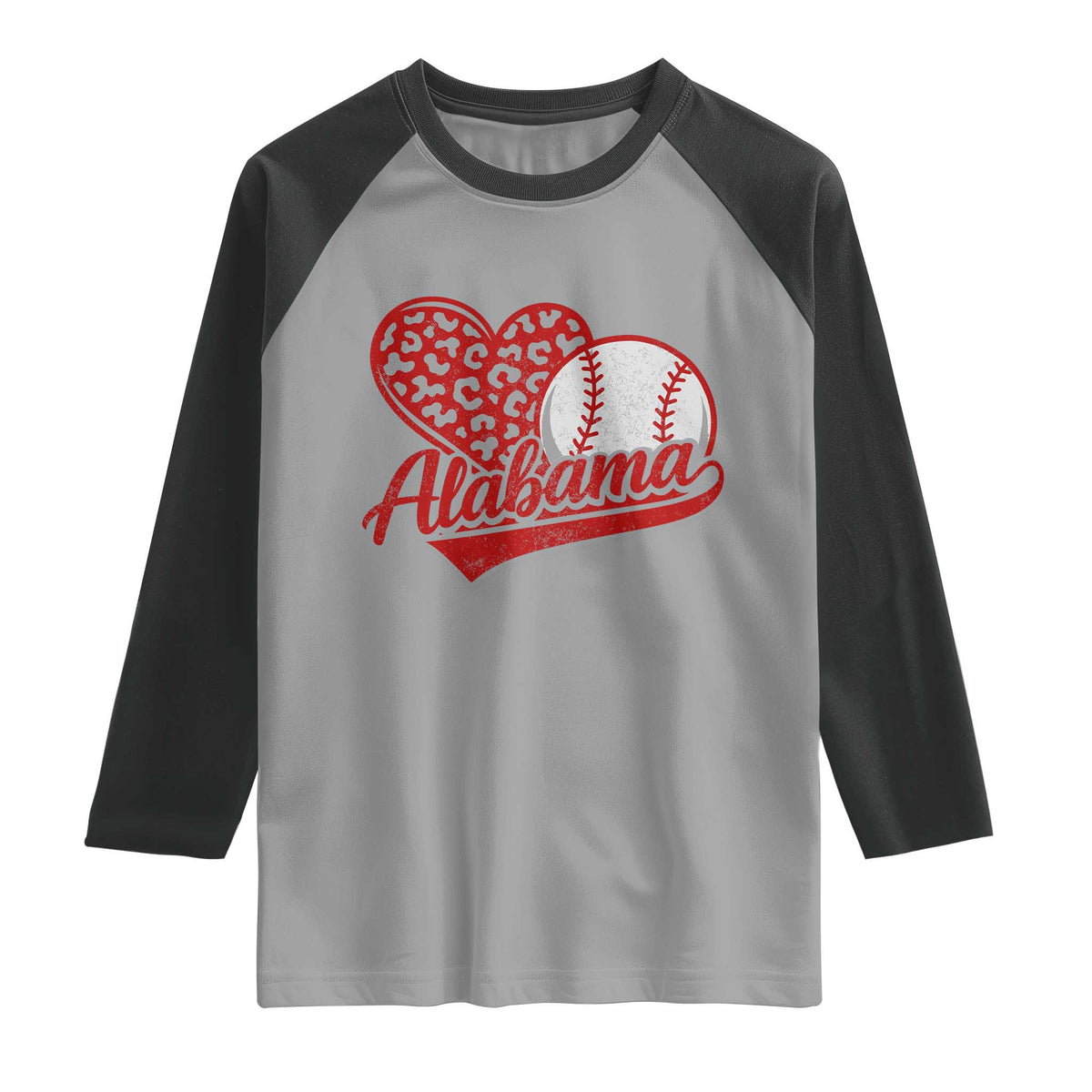 Alabama Fan Raglan Shirt AL Baseball Heart Graphic Sports Style 80s 90s TS10 Sport Gray Black Print Your Wear