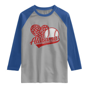 Alabama Fan Raglan Shirt AL Baseball Heart Graphic Sports Style 80s 90s TS10 Sport Gray Royal Print Your Wear