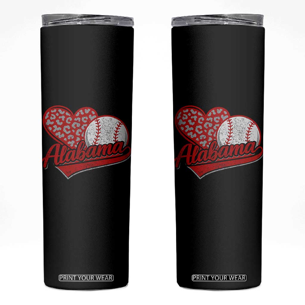 Alabama Fan Skinny Tumbler AL Baseball Heart Graphic Sports Style 80s 90s TS10 Black Print Your Wear