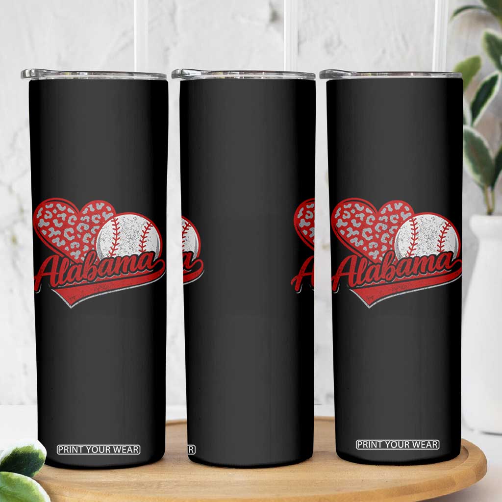 Alabama Fan Skinny Tumbler AL Baseball Heart Graphic Sports Style 80s 90s TS10 Print Your Wear