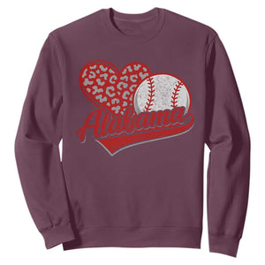 Alabama Fan Sweatshirt AL Baseball Heart Graphic Sports Style 80s 90s TS10 Maroon Print Your Wear