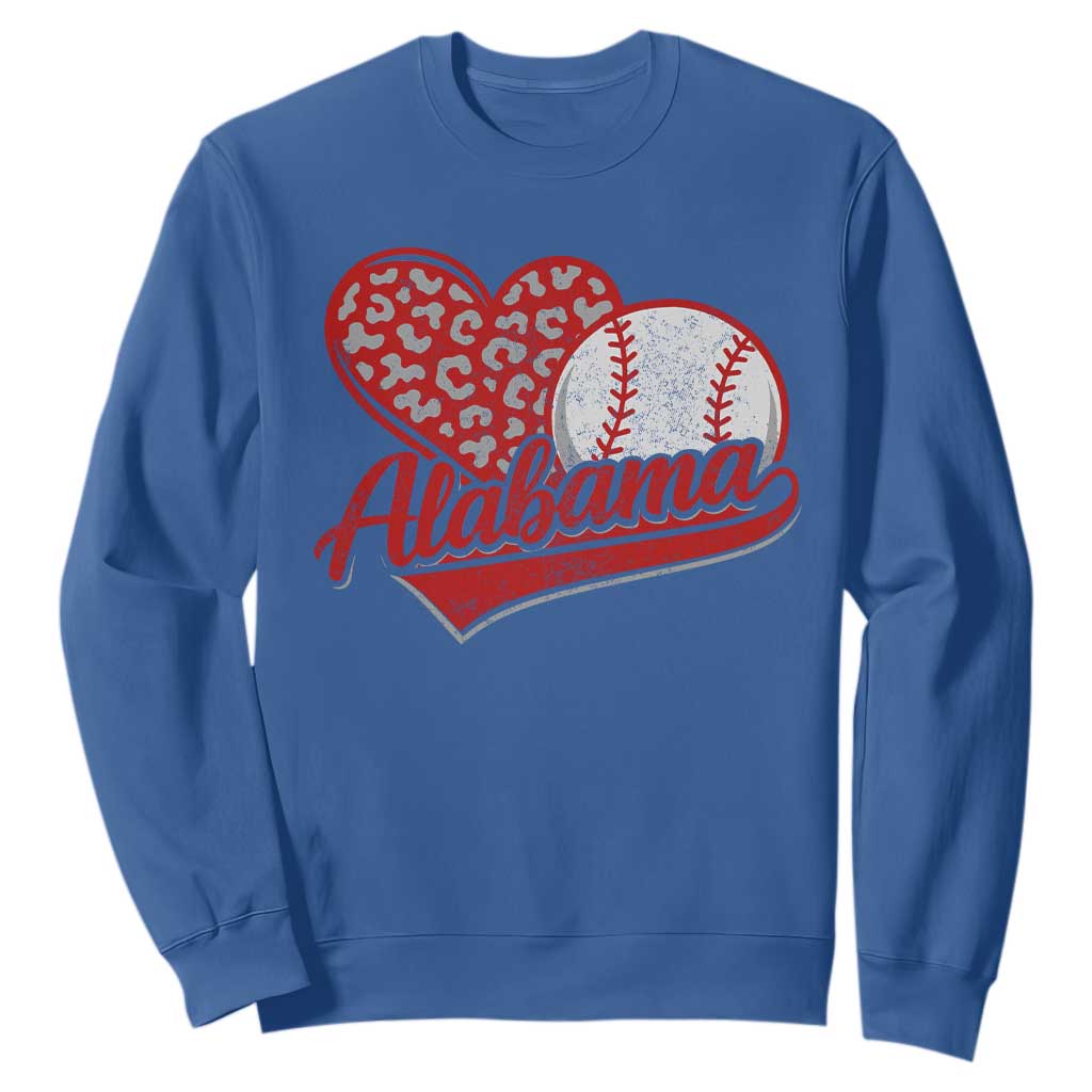 Alabama Fan Sweatshirt AL Baseball Heart Graphic Sports Style 80s 90s TS10 Royal Blue Print Your Wear