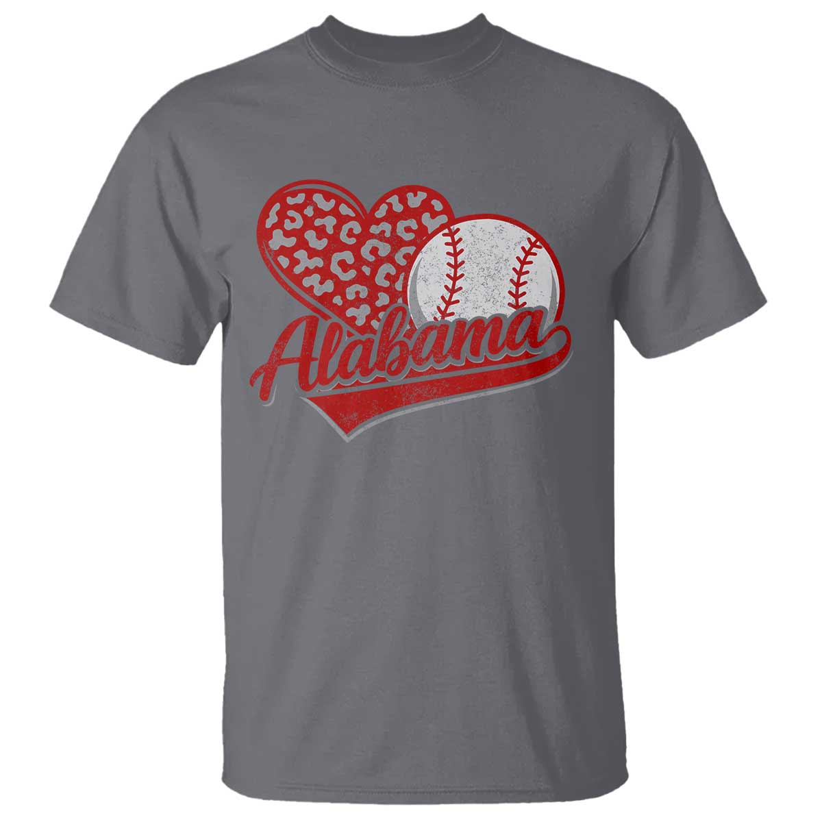 Alabama Fan T Shirt AL Baseball Heart Graphic Sports Style 80s 90s TS10 Charcoal Print Your Wear