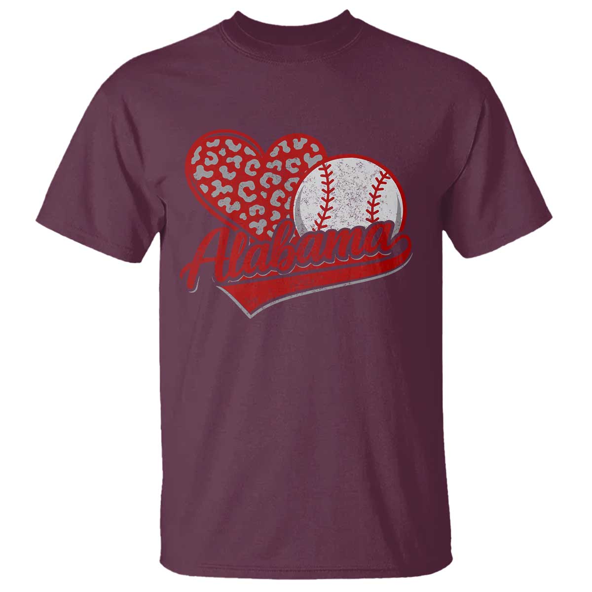 Alabama Fan T Shirt AL Baseball Heart Graphic Sports Style 80s 90s TS10 Maroon Print Your Wear