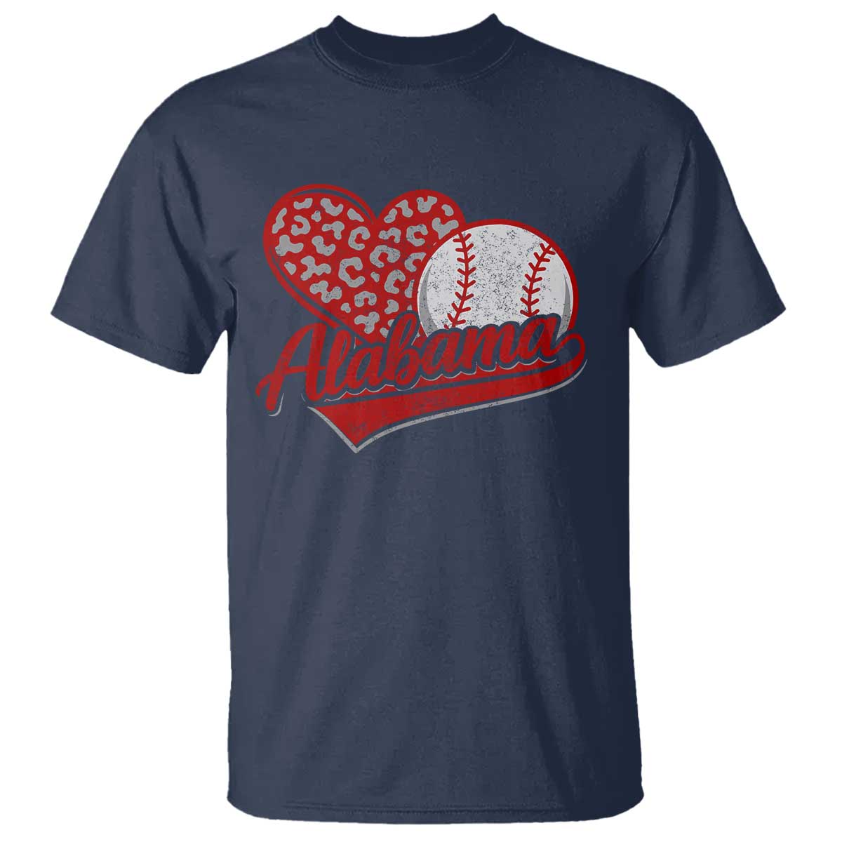 Alabama Fan T Shirt AL Baseball Heart Graphic Sports Style 80s 90s TS10 Navy Print Your Wear
