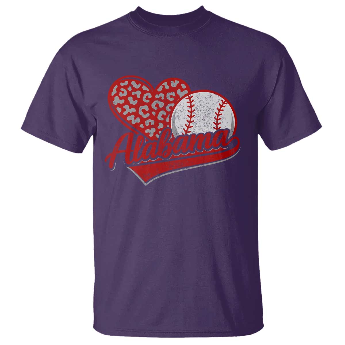 Alabama Fan T Shirt AL Baseball Heart Graphic Sports Style 80s 90s TS10 Purple Print Your Wear