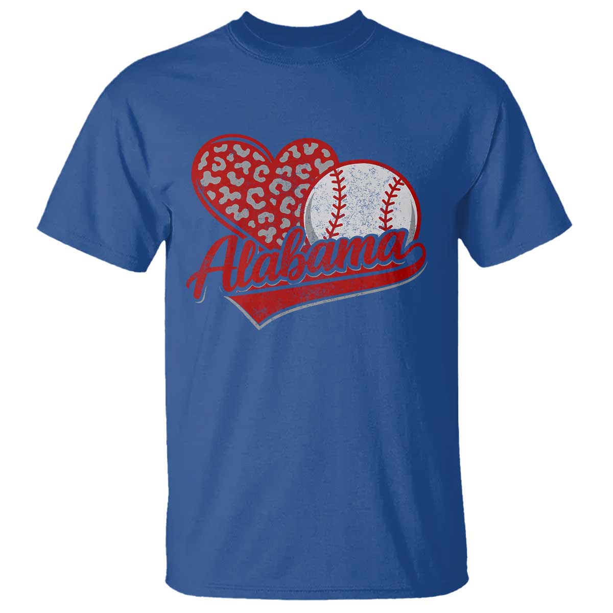 Alabama Fan T Shirt AL Baseball Heart Graphic Sports Style 80s 90s TS10 Royal Blue Print Your Wear