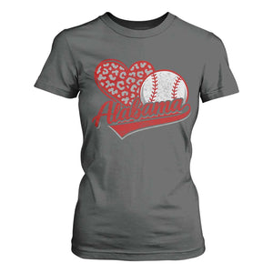 Alabama Fan T Shirt For Women AL Baseball Heart Graphic Sports Style 80s 90s TS10 Dark Heather Print Your Wear