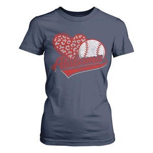 Alabama Fan T Shirt For Women AL Baseball Heart Graphic Sports Style 80s 90s TS10 Navy Print Your Wear