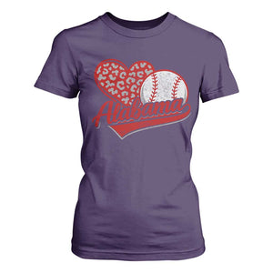 Alabama Fan T Shirt For Women AL Baseball Heart Graphic Sports Style 80s 90s TS10 Purple Print Your Wear