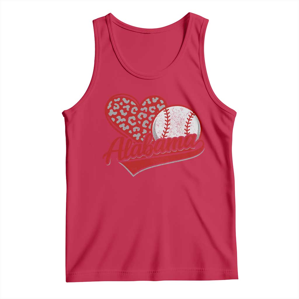 Alabama Fan Tank Top AL Baseball Heart Graphic Sports Style 80s 90s TS10 Red Print Your Wear