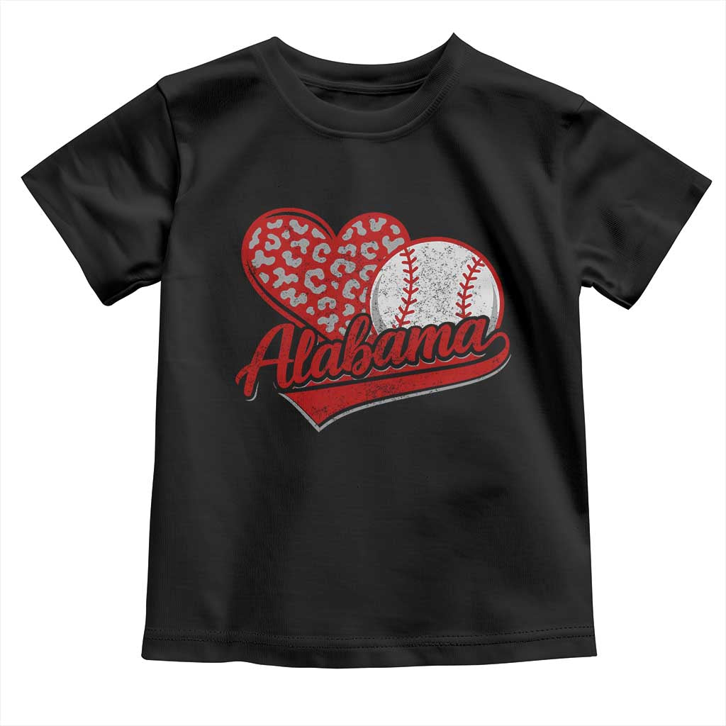 Alabama Fan Toddler T Shirt AL Baseball Heart Graphic Sports Style 80s 90s TS10 Black Print Your Wear