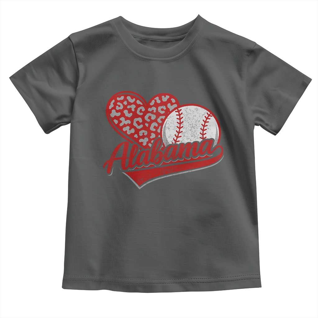 Alabama Fan Toddler T Shirt AL Baseball Heart Graphic Sports Style 80s 90s TS10 Dark Heather Print Your Wear