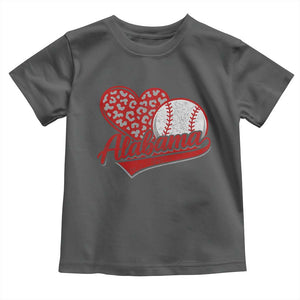 Alabama Fan Toddler T Shirt AL Baseball Heart Graphic Sports Style 80s 90s TS10 Dark Heather Print Your Wear