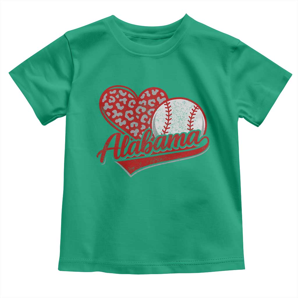 Alabama Fan Toddler T Shirt AL Baseball Heart Graphic Sports Style 80s 90s TS10 Irish Green Print Your Wear