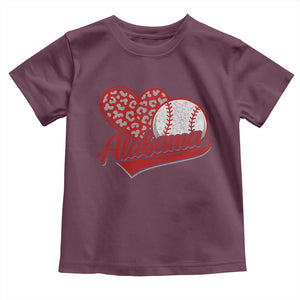 Alabama Fan Toddler T Shirt AL Baseball Heart Graphic Sports Style 80s 90s TS10 Maroon Print Your Wear