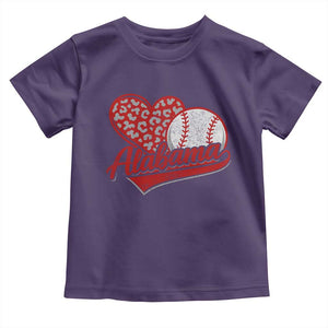 Alabama Fan Toddler T Shirt AL Baseball Heart Graphic Sports Style 80s 90s TS10 Purple Print Your Wear