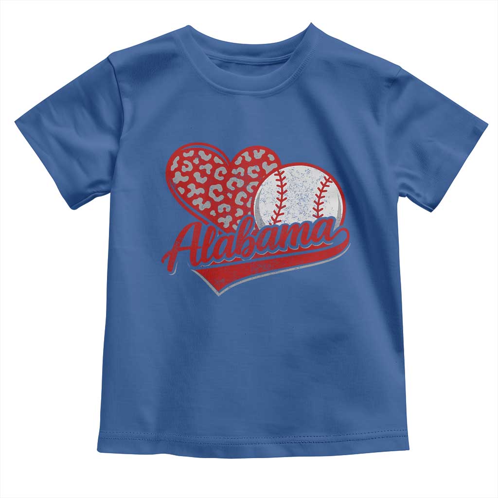 Alabama Fan Toddler T Shirt AL Baseball Heart Graphic Sports Style 80s 90s TS10 Royal Blue Print Your Wear